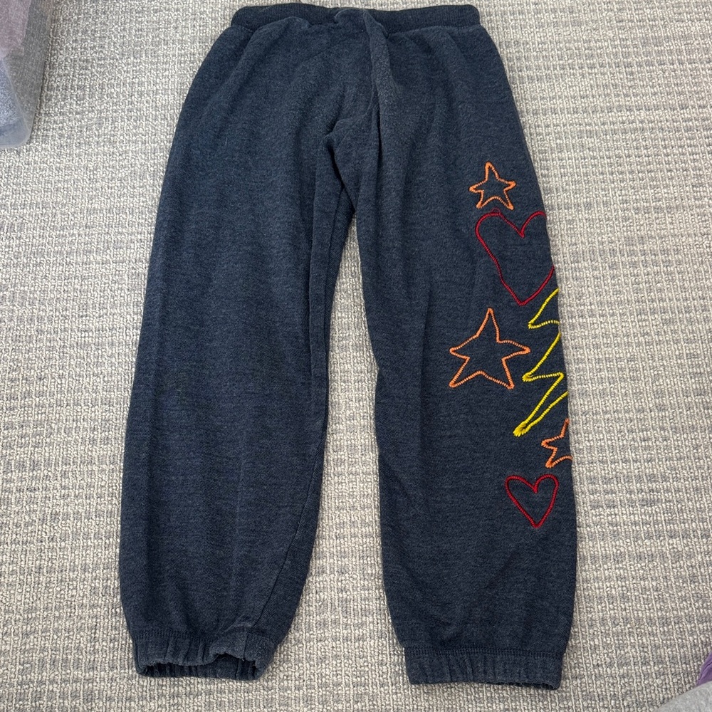 Vintage Havana Heather Navy Joggers with Embroidery hearts, stars, lightening
